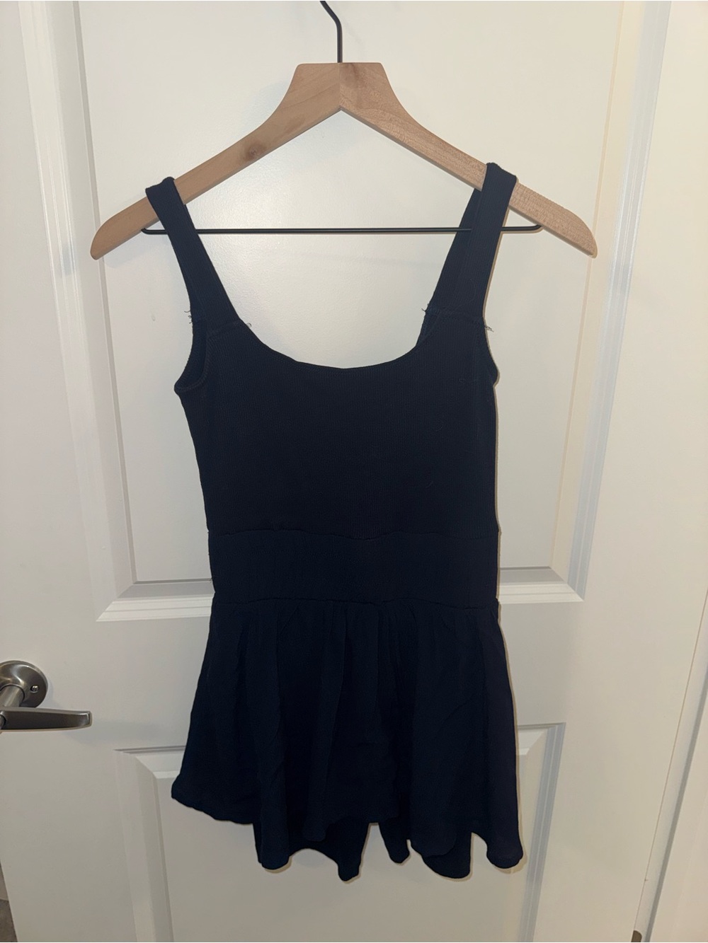 Free People Black Knit Romper with Skirted Shorts